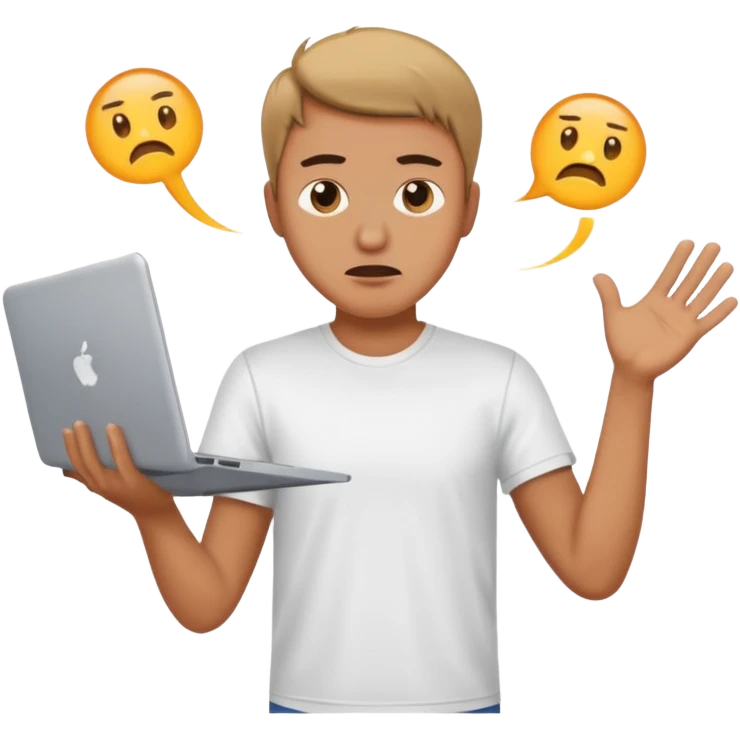 frustrated man tossing a laptop emoji