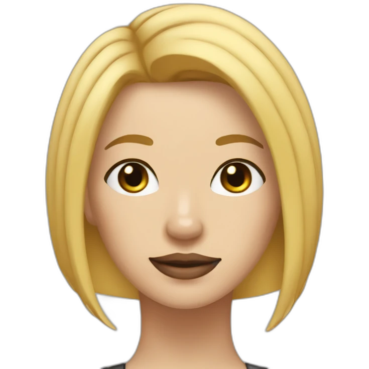 Blond lady with shoulder length bob haircut and a black and white Pitbull emoji