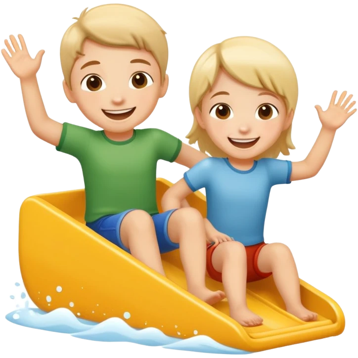 two children sliding together, happy and energetic emoji