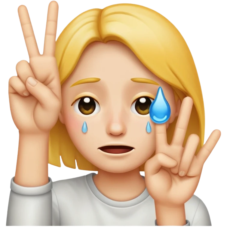 Crying emoji with peace sign emoji