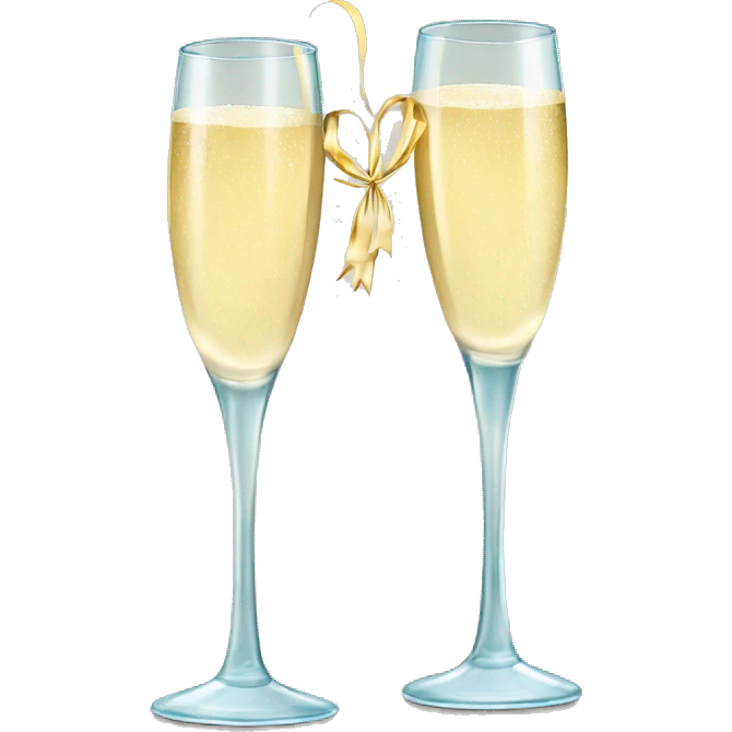 Champagne glasses with bow on stem toasting  emoji
