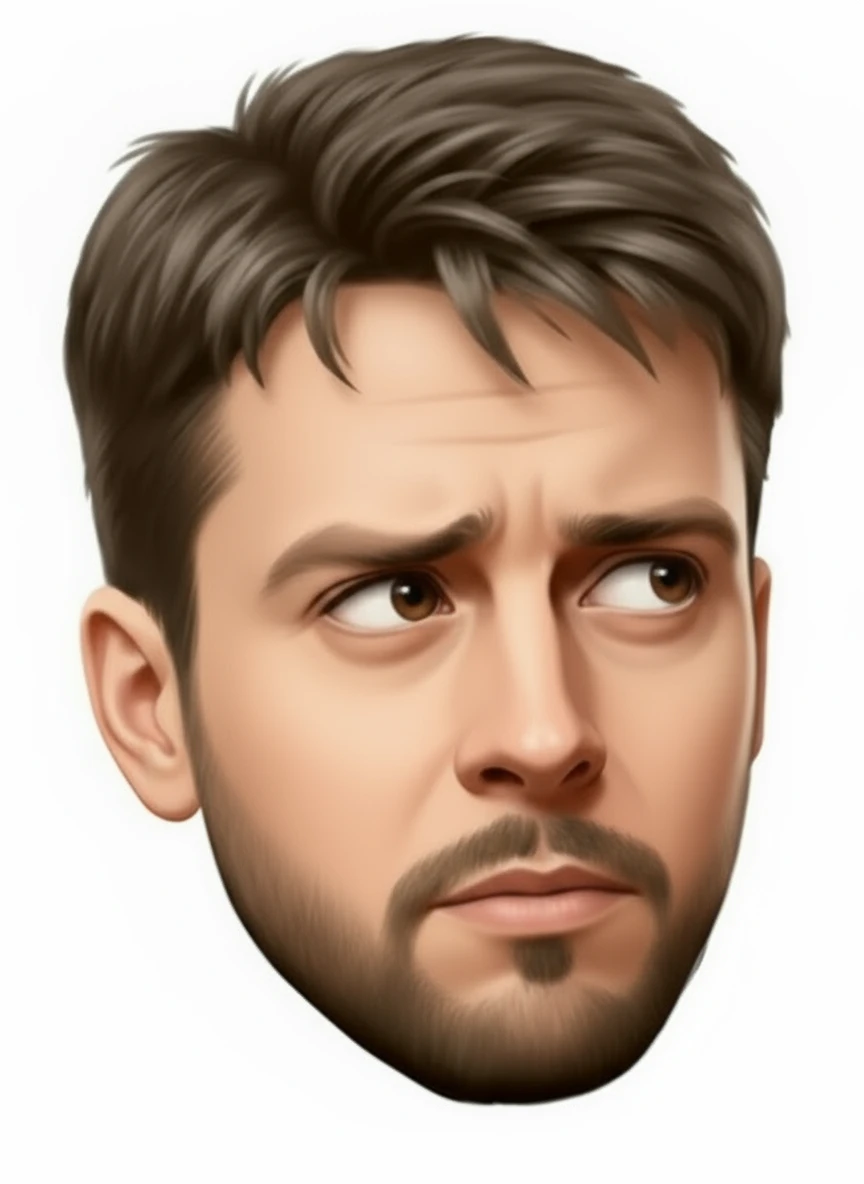 нарисуй этого человека в такой же позе, чтобы он смотрел глазами  на 45 градусов вниз, без фона emoji