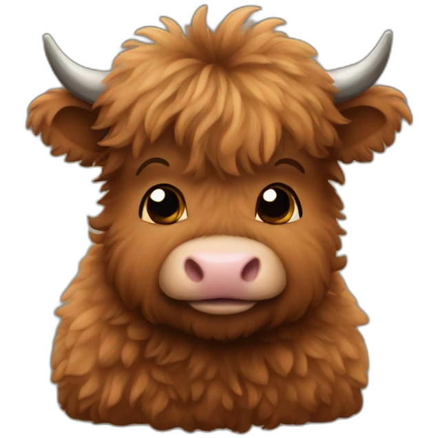 brown fluffy baby scottish cow emoji