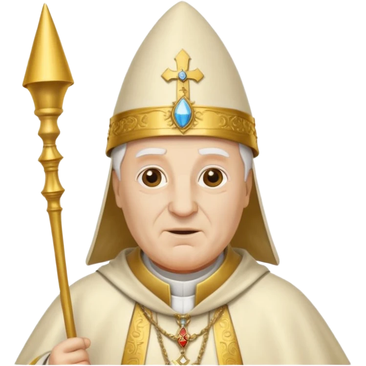 ancient pope with conical hat, white, half body emoji