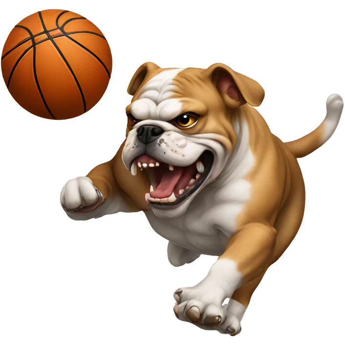 Aggressive bulldog attacking a Basketball  emoji