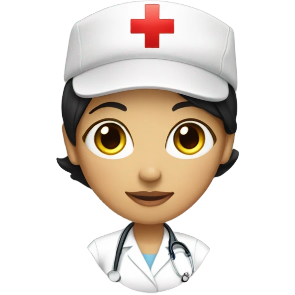 short black hair female nurse with red cross sign hat yellow skin tone emoji