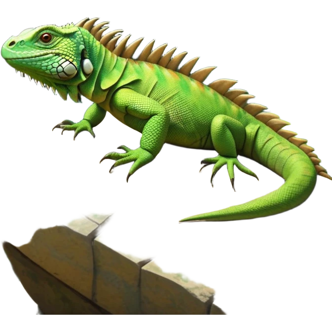 cinematic-iguana-realistic-full-body-basking-emoji,-long-scaly-body-stretched-out-on-a-sunlit-rock,-spiny-ridge-running-down-its-back,-textured-green-and-brown-skin-dappled-with-light,-sharp-intelligent-eyes-studying-the-surroundings,-long-tail-draped-over-the-stone,-simplified-yet-realistic-focused-features,-highly-detailed,-glowing-with-a-warm-tropical-glow

 emoji