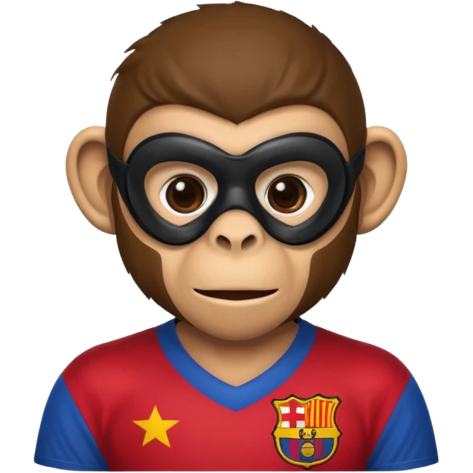 Monkey with Barcelona shirt and black mask on His face emoji