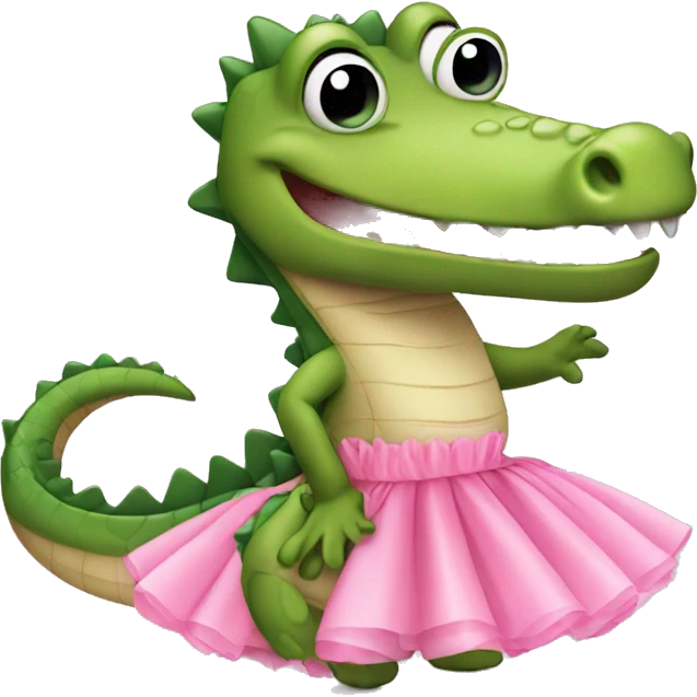 Cute Crocodile wearing a pink tutu emoji