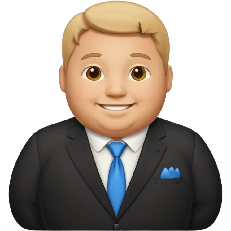 A chubby funny person in a formal suit emoji