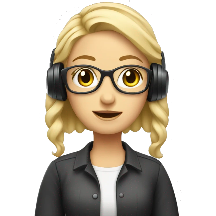 Audio technician blonde girl with an audio desk emoji