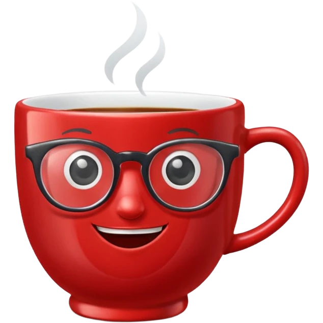 talking teacup red with glassess emoji