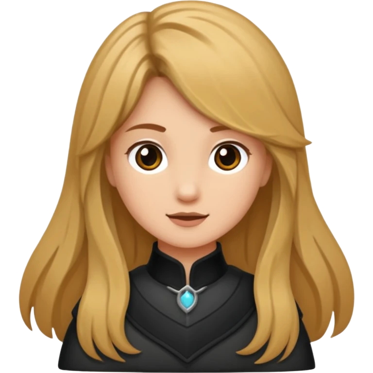 Ein braunhaariges Mädchen mit langen glatten Haaren und sitzend auf einem Braunen Pferd mit schwarzer Mähne  emoji