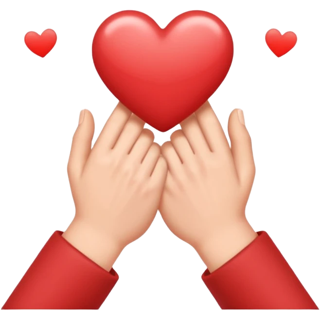 Two hands holding each other with love emoji