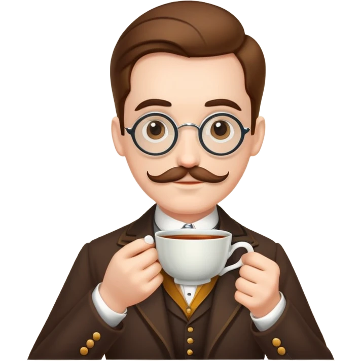 A person with a monacle and a cup of tea emoji