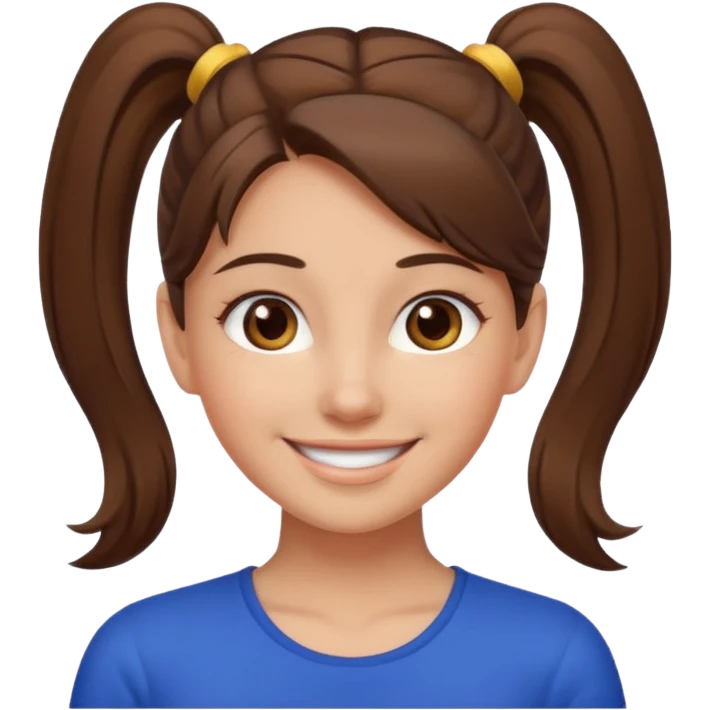 a brown haired girl  in a high ponytail but make her really pretty with brown eyes emoji