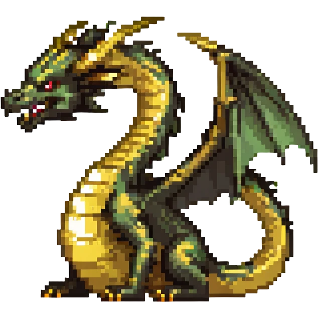 Dragon with gold and black color scheme emoji