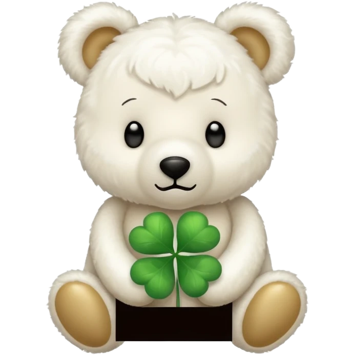 White Teddy with trebol emoji