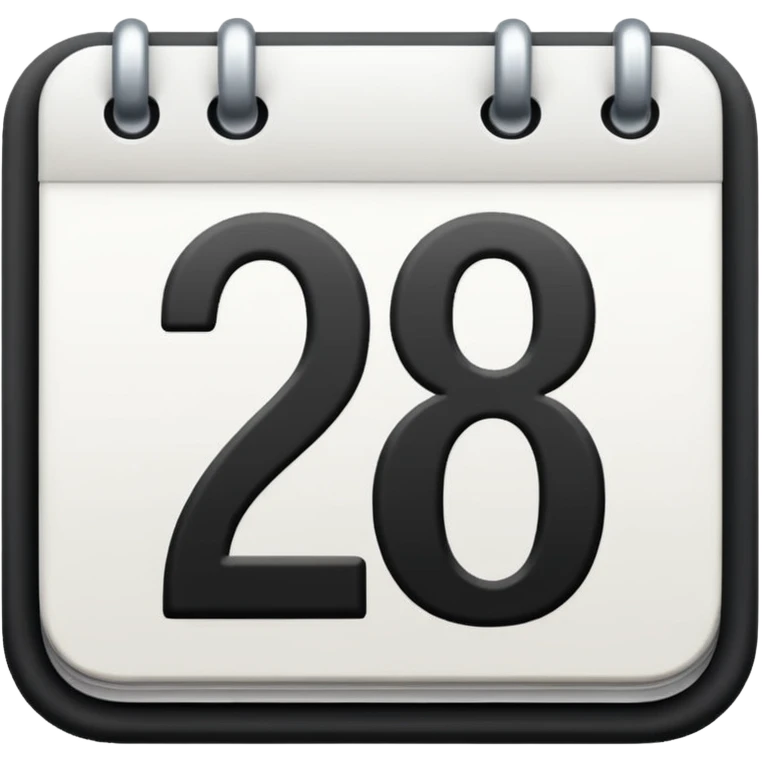 calendar with number 28, bold black numbers emoji