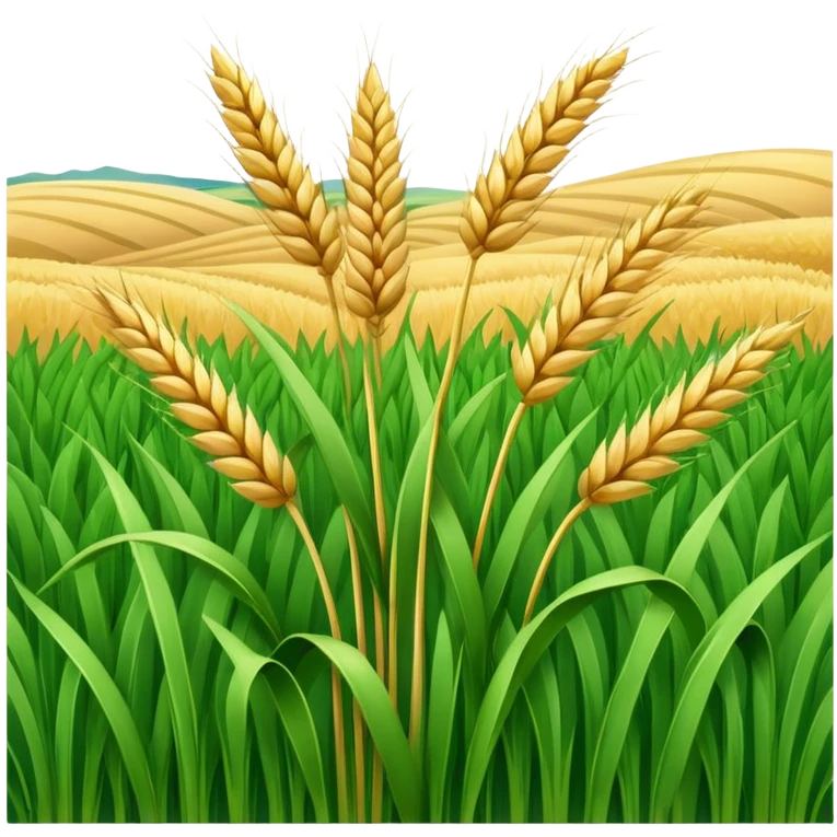 Plot of land with grass, three, wheat field emoji