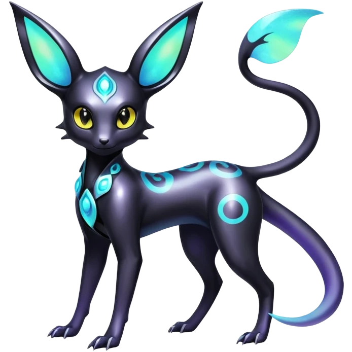 Shiny Ethereal Celestial Futuristic Modern Cyber-Salandit-Umbreon-Espeon-Hybrid (Full body) emoji