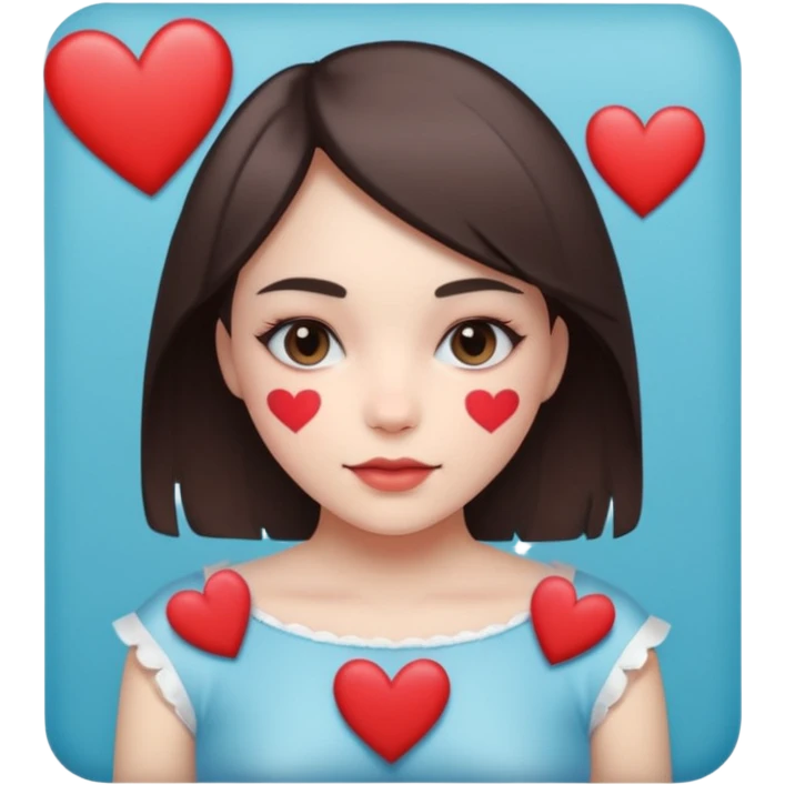 polaroid picture of a girl with hearts on it, taped up emoji