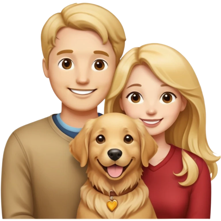 Husband and wife with a golden retriever  emoji