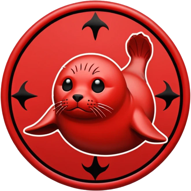 iOS sticker, summoning seal, black circle, red symbol, minimal emoji