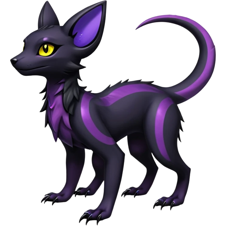 Shiny Dark Edgy Majestic Sophisticated Modern Gothic Gloomy Futuristic Salandit-Umbreon-Delcatty-Hybrid (Full body) emoji