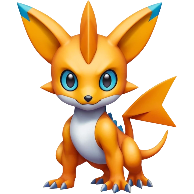 randomly-colored edgy kawaii Fakémon-Pokémon-Digimon-creature (full body) emoji