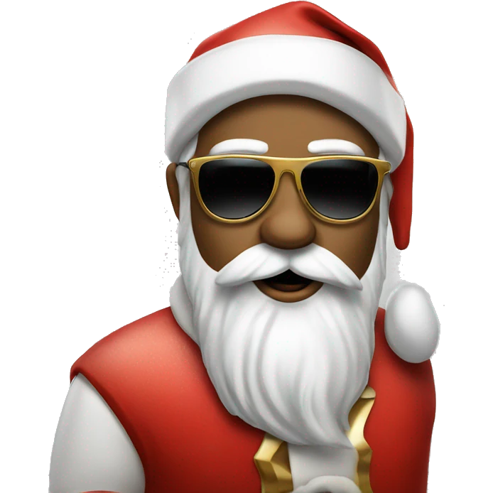 "Fashionable Santa with sunglasses and a cigarette in his mouth." emoji