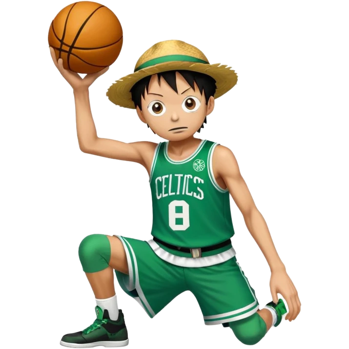 Monkey D. Luffy in Celtics jersey emoji