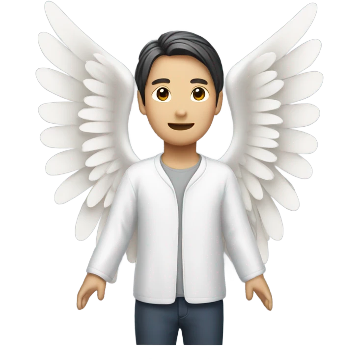 Japanese man with angel wings emoji