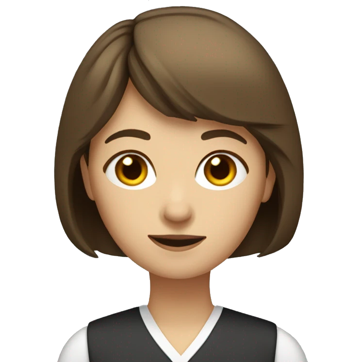 ogirl teacher with straight short brown hair and bang emoji