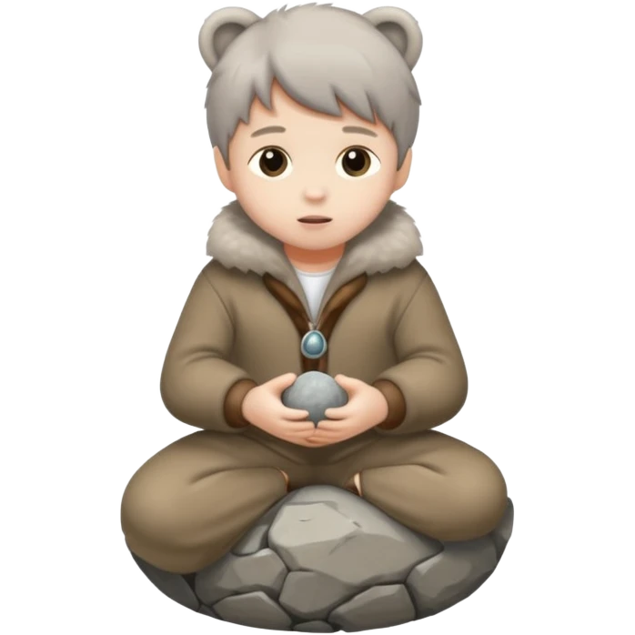 a full body of kid wearing fur clothing, playing stone



















 emoji