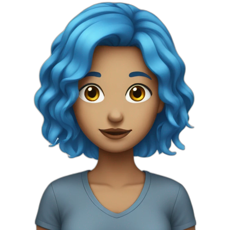 Girl with blue hair emoji
