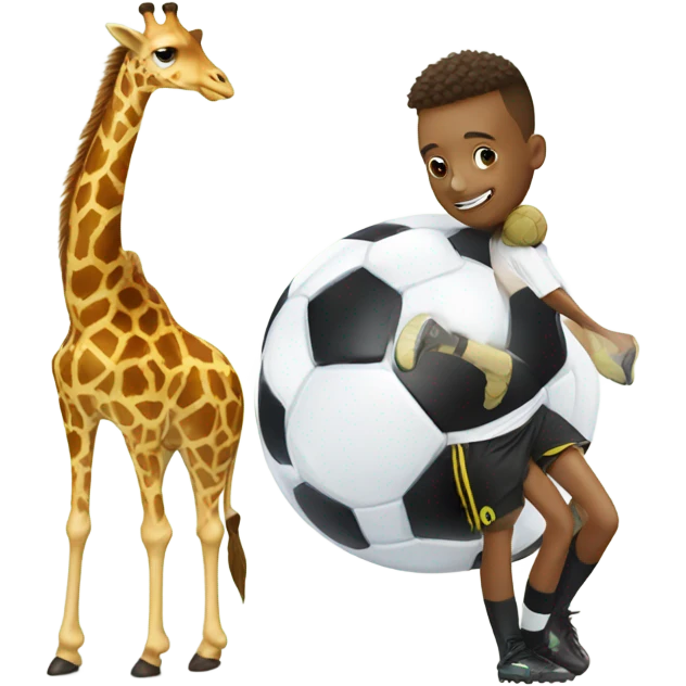 Giraffe and soccer emoji