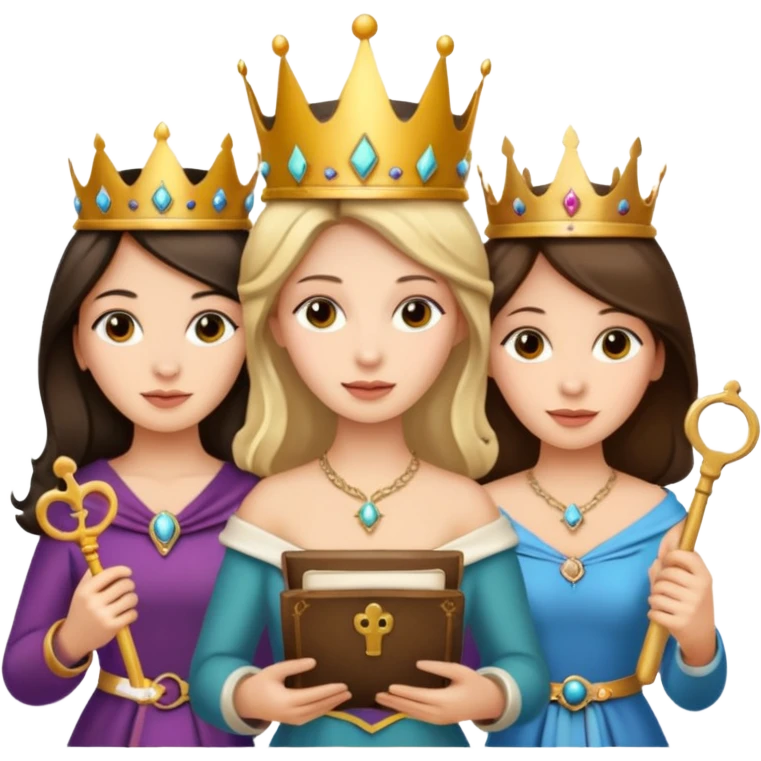 Three womenone with a key, one  emoji