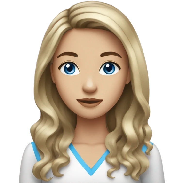 brunette girl with blonde highlights and blue eyes emoji