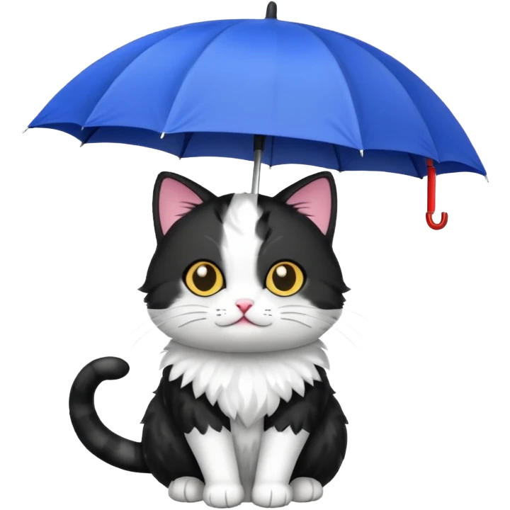 Black and white cat with umbrella  emoji