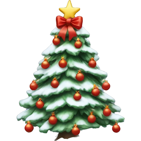 Aesthetic Christmas Tree with snow and red bows  emoji