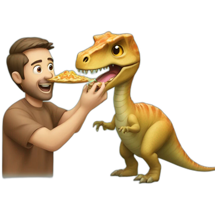 crazy man eating perogis on a dinosaur emoji