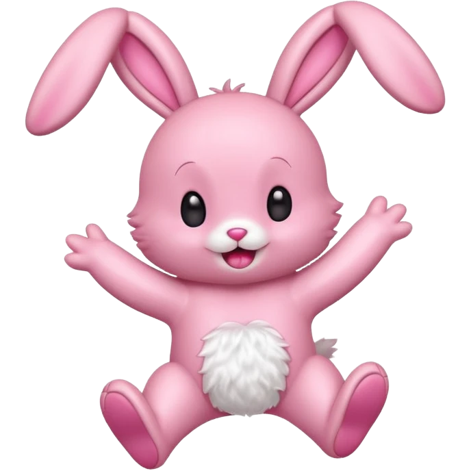 Exited pink bunny, kawaii chibi fluffy ears and body jumping of excitement  emoji