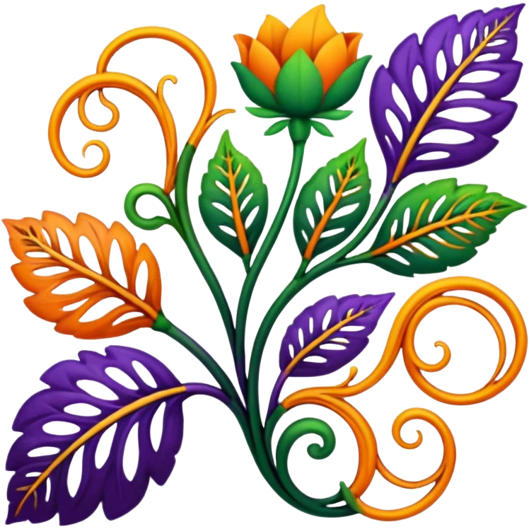 dark colorful filigree design, leaf shapes, flower shapes, nature shapes, toxic nature, toxic plants emoji