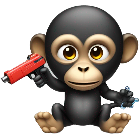 Monkey with a black squirt gun emoji