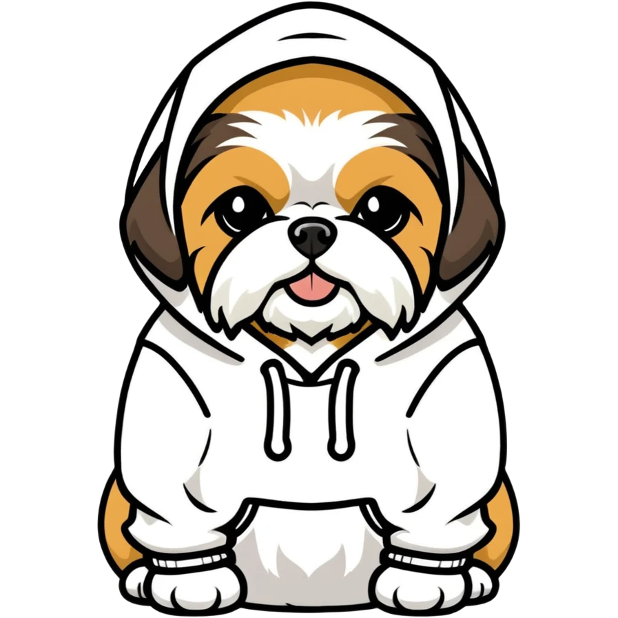 shit-zu wearing a hoodie emoji
