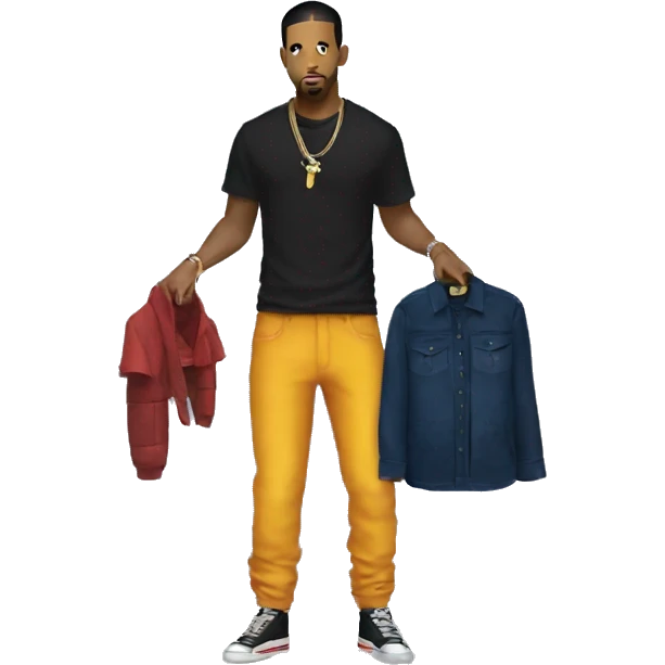 Travis Scott giving clothes to drake emoji