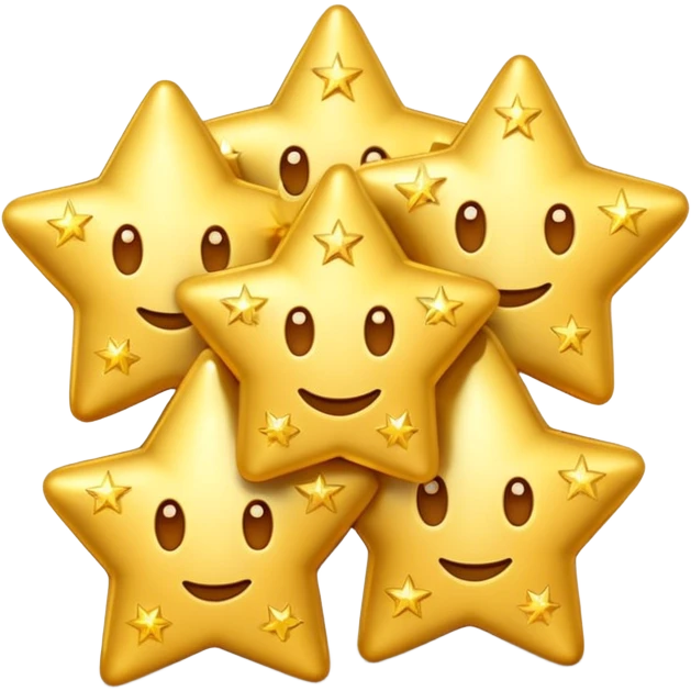3D iPhone style emoji of classic sparkles, three golden shining stars with glowing edges, isolated on white background, soft shadows, high detail, playful and cute. emoji