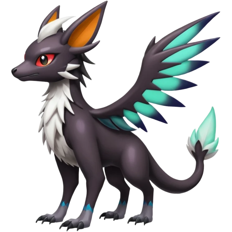 Shiny Cute Noivern-Mightyena-Silvally-Fakémon-hybrid-creature (full body)  emoji