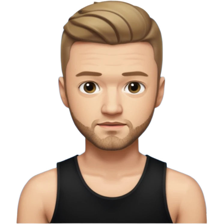 Justin Timberlake dark blonde hair, black tank top emoji